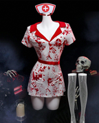 Halloween Bloody Nurse Costume Mini Dress