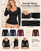 Women's V Neck Seamless Elastic Long Sleeve Shaping Top