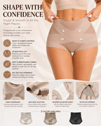 3-Pack High Waist Cross Compression Sheer Mesh Shaping Panties