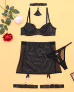 Sexy Tight-fitting Mesh See-through Bodycon Lingerie Set