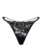 Sexy Sheer Lace Rhinestone Fringe Heart Thong