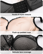Women's Underwire Padded Push Up Lace Bras