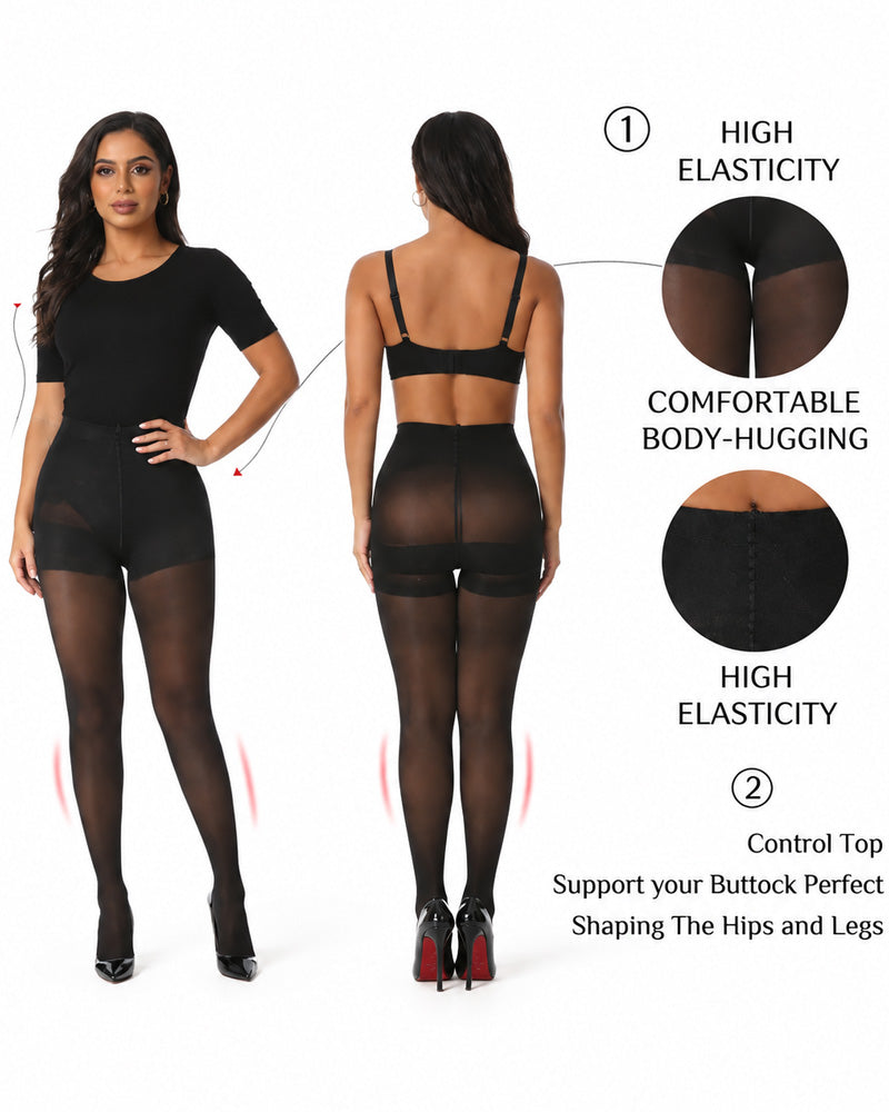 2-pack 40D Anti-snagging Transparent Tummy Control Shaping Pantyhose