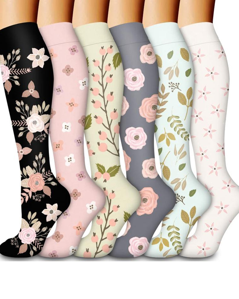 6 Pairs Of High-Elastic Breathable Calf Compression Socks For Sports and Fitness