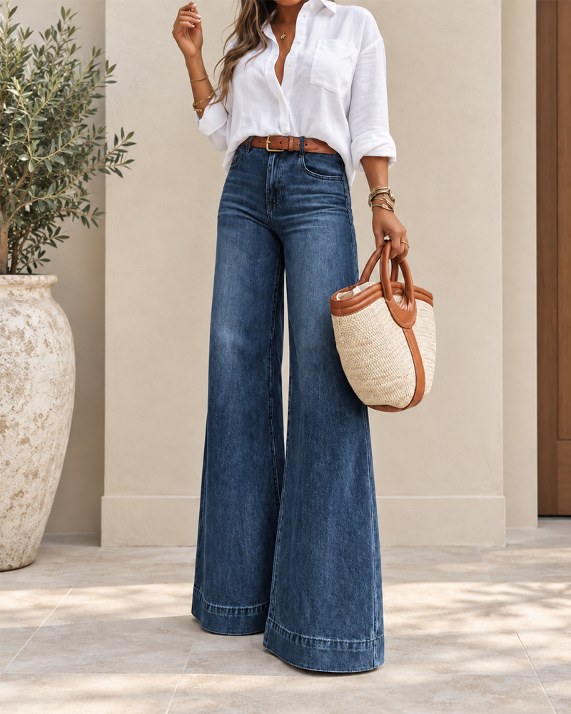 Elegant High-Waisted Extra Wide-Leg Jeans