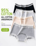 5-Pack Pure Cotton Lace Trim Antibacterial Panties