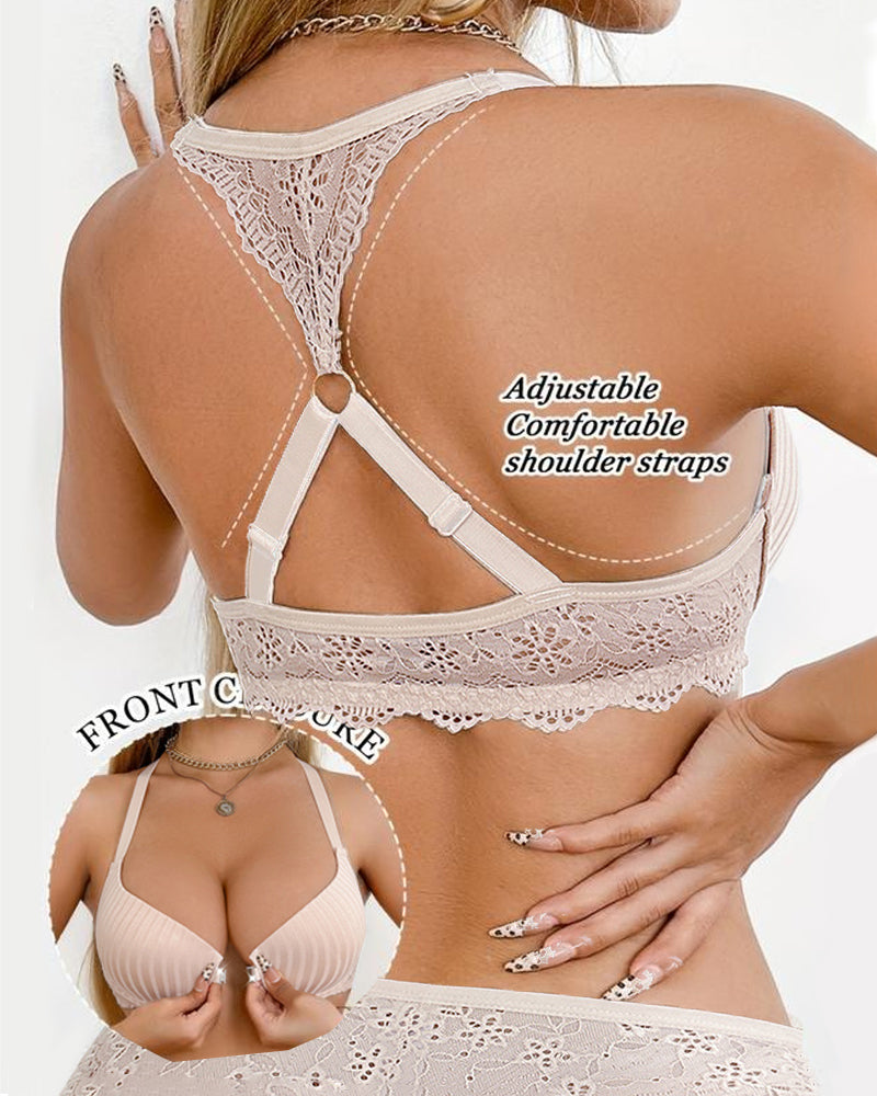 Women's Sexy Front-closure Lace-paneled Underwired Bra