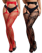 Women's Floral Lace Sheer Suspender Fishnet Tights