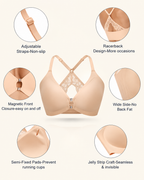 Deep V Front Closure Lace Back Jelly Wireless Bra