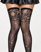 2-Pack / 3-Pack Rhinestone Fishnet Lace Thigh-High Stockings