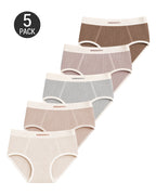 5-Pack Colorblock Ribbed Cotton Stretch Breathable Briefs