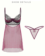 Sexy Sheer Lace Strappy Lingerie Nightdress Set