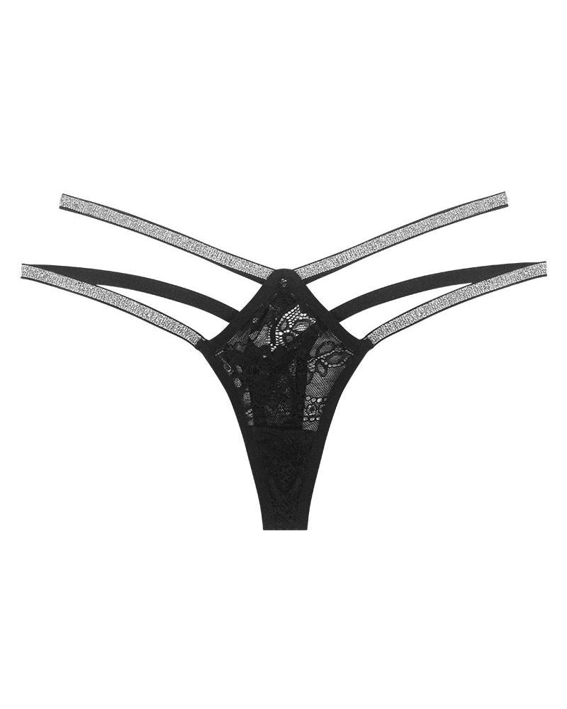 Sexy Lace Openwork Shiny Belt Low-rise Thong