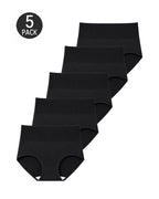 Five-Pack Pure Cotton High Waist Tummy Control Ribbed Briefs