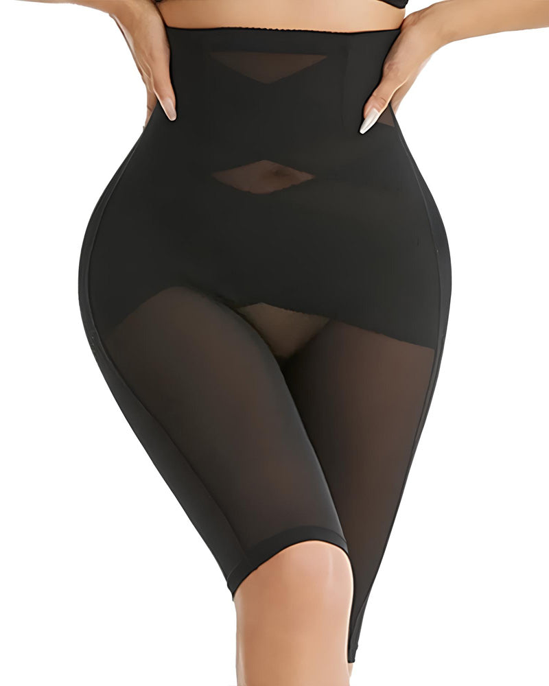 Women's Double Cross Mesh Seamless High Waist Tummy Lifting Buttocks Shaping Tights