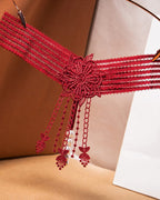Sexy Tassel Open Crotch Pearl Massage Thong
