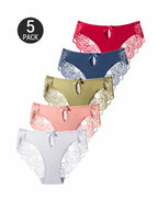 5-Pack Sexy Seamless Lace Openwork Cotton Crotch Panties