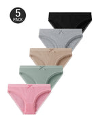 5-Pack Cotton Breathable Stretchy Bow Lace-trimmed Briefs