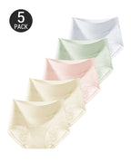 5-Pack Pure Cotton High Waist Tummy Control Jacquard Briefs