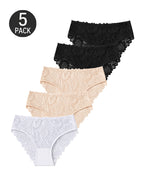 5-Pack Sexy Lace Openwork Cotton Crotch High Elastic Panties