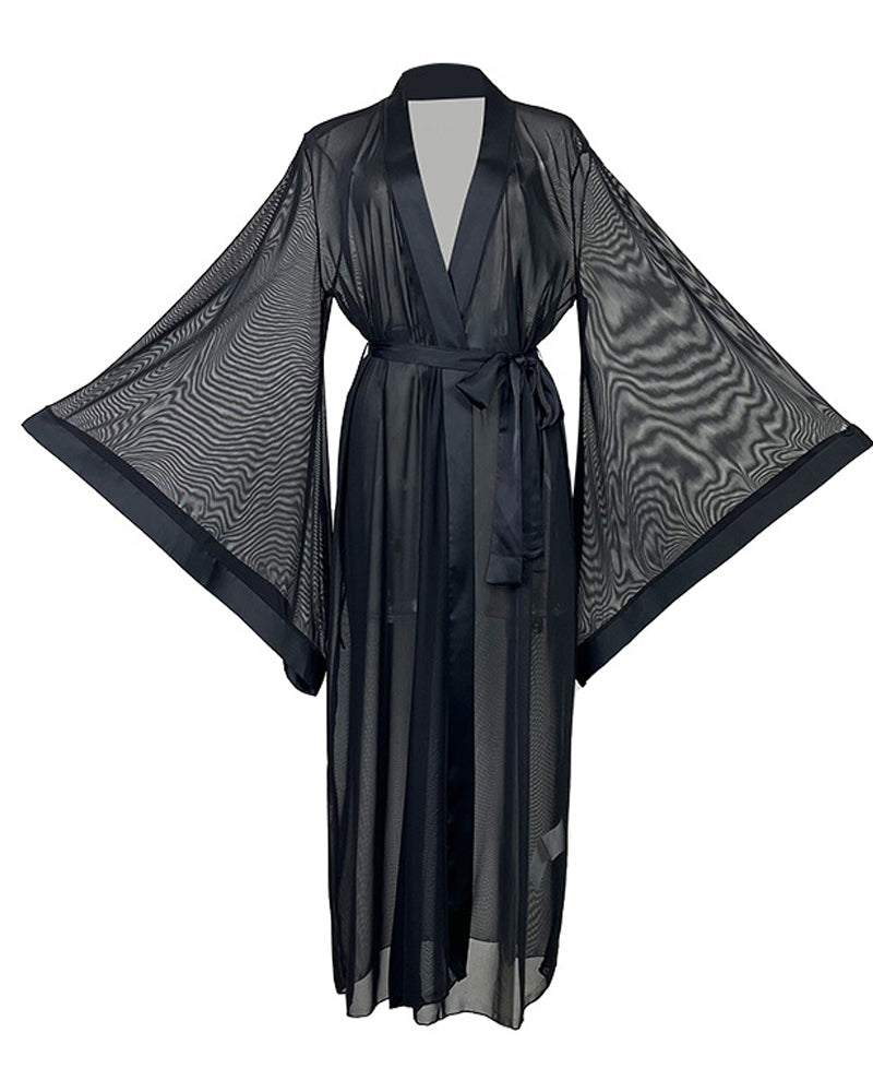 Sexy Mesh Tie-front Cardigan Home Robe
