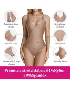 Deep V-neck Seamless Elastic Tummy Control Shaping Adjustable Straps Bodysuit