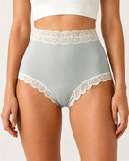 Pure Cotton High Waisted Seamless Lace-trimmed Panties