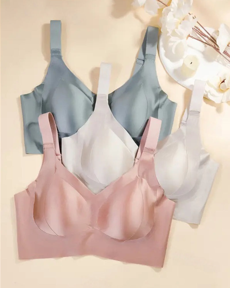 Women's Solid Color Adjustable Wire-Free Seamless Push-Up Breathable Bra