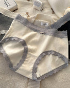 Five-pack Pure Cotton High Waist Lace-trimmed Briefs