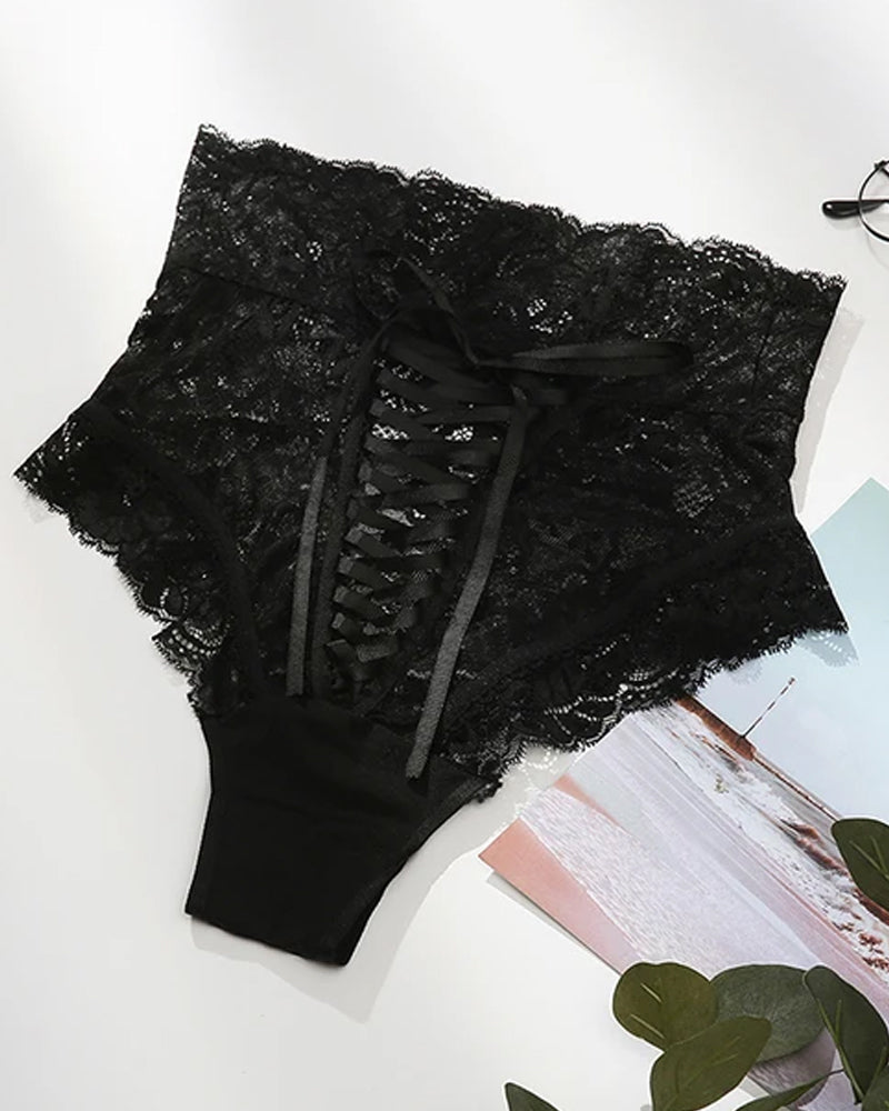 Sexy Lace High-waisted Tie-up Bodycon Panties