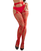 Women's Floral Lace Sheer Suspender Fishnet Tights