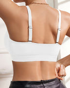 Sexy Deep V-neck Striped Mesh Paneling Front-closure Bra