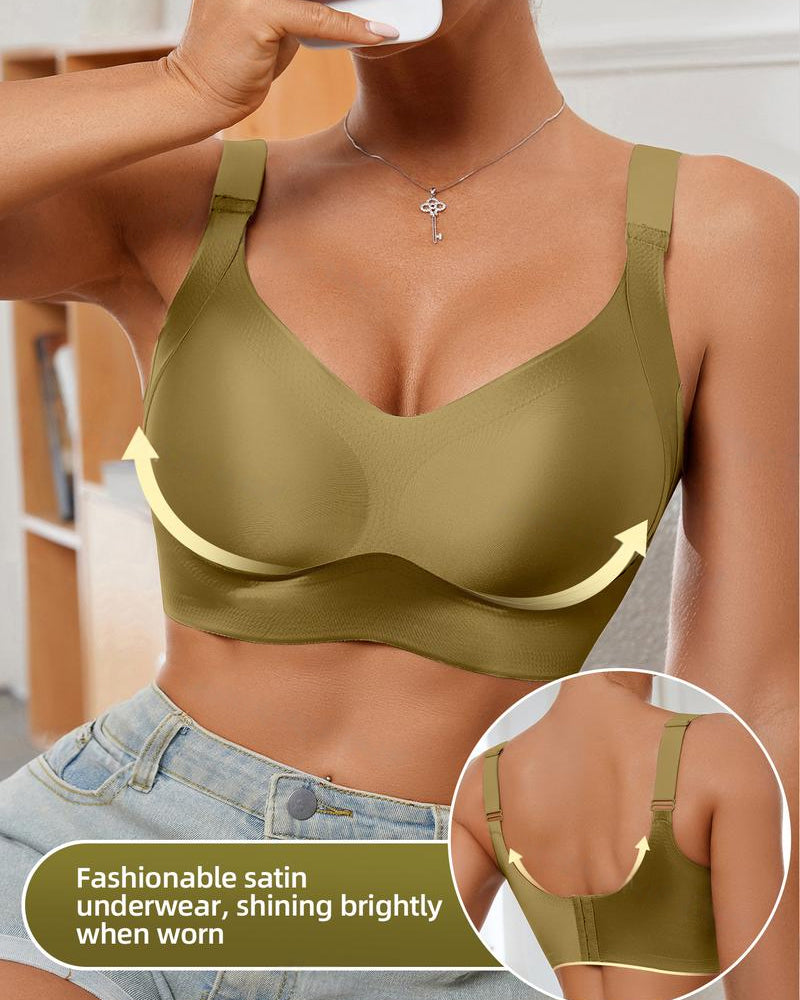 Women's Solid Color Adjustable Wire-Free Seamless Push-Up Breathable Bra