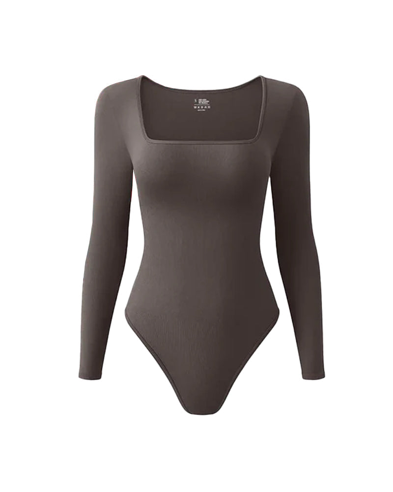 Square Neck Long Sleeve Bodysuits