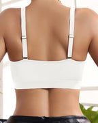 Sexy Deep V-neck Striped Mesh Paneling Front-closure Bra