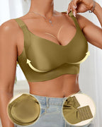 Women's Solid Color Adjustable Wire-Free Seamless Push-Up Breathable Bra