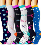 6 Pairs Of High-Elastic Breathable Calf Compression Socks For Sports and Fitness