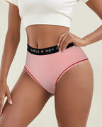 Mid-Rise Letter Color Block Elastic Breathable Comfortable Briefs