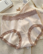 Five-pack Pure Cotton High Waist Lace-trimmed Briefs