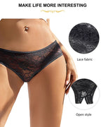 Women's Sexy See-Through Lace Elastic Breathable Open Crotch Thong