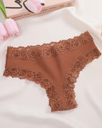 Comfortable Sexy Mid-Rise Lace-Trimmed Cotton Crotch Briefs
