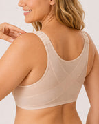 Front Closure Deep V Underwire Cross Mesh Back Bra
